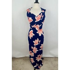 NWT Leota Alexandra Sweetheart Maxi Dress SMALL Water Lily Blue Coral Sleeveless